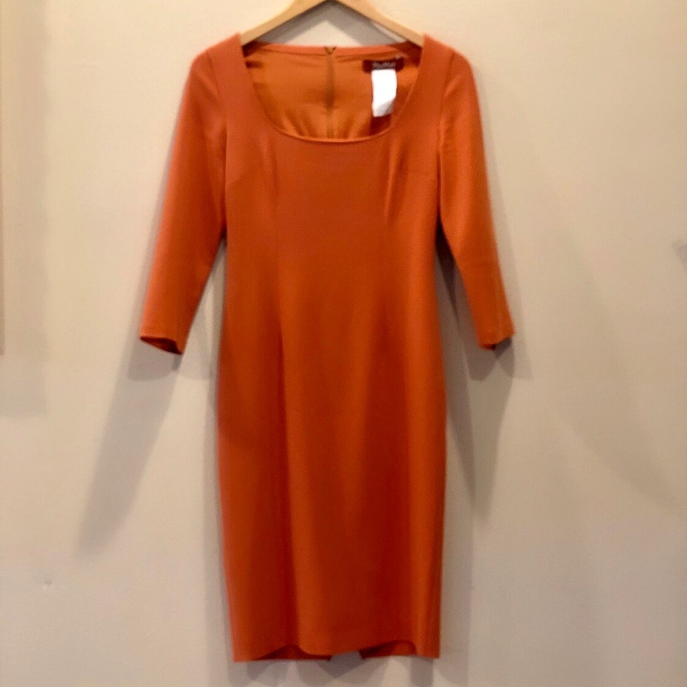 HP Max Mara Orange Midi Dress, Long Sleeve